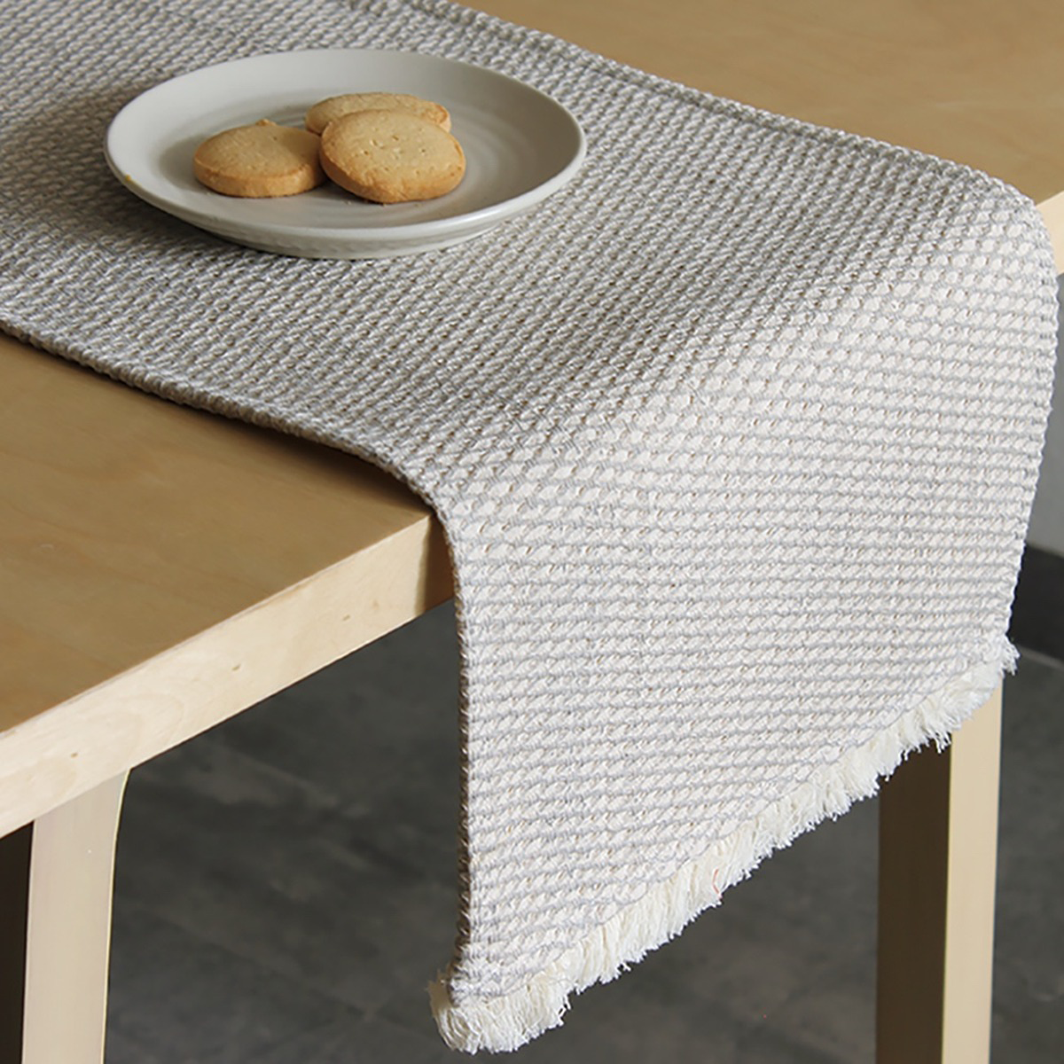 Cotton Dining Table Runner | Plain Design | Grey By House This
