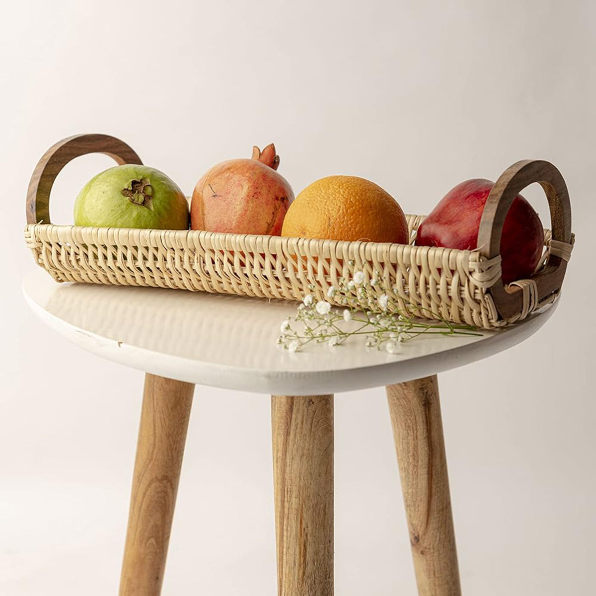 Wicker Serving Tray | White | 31 cm