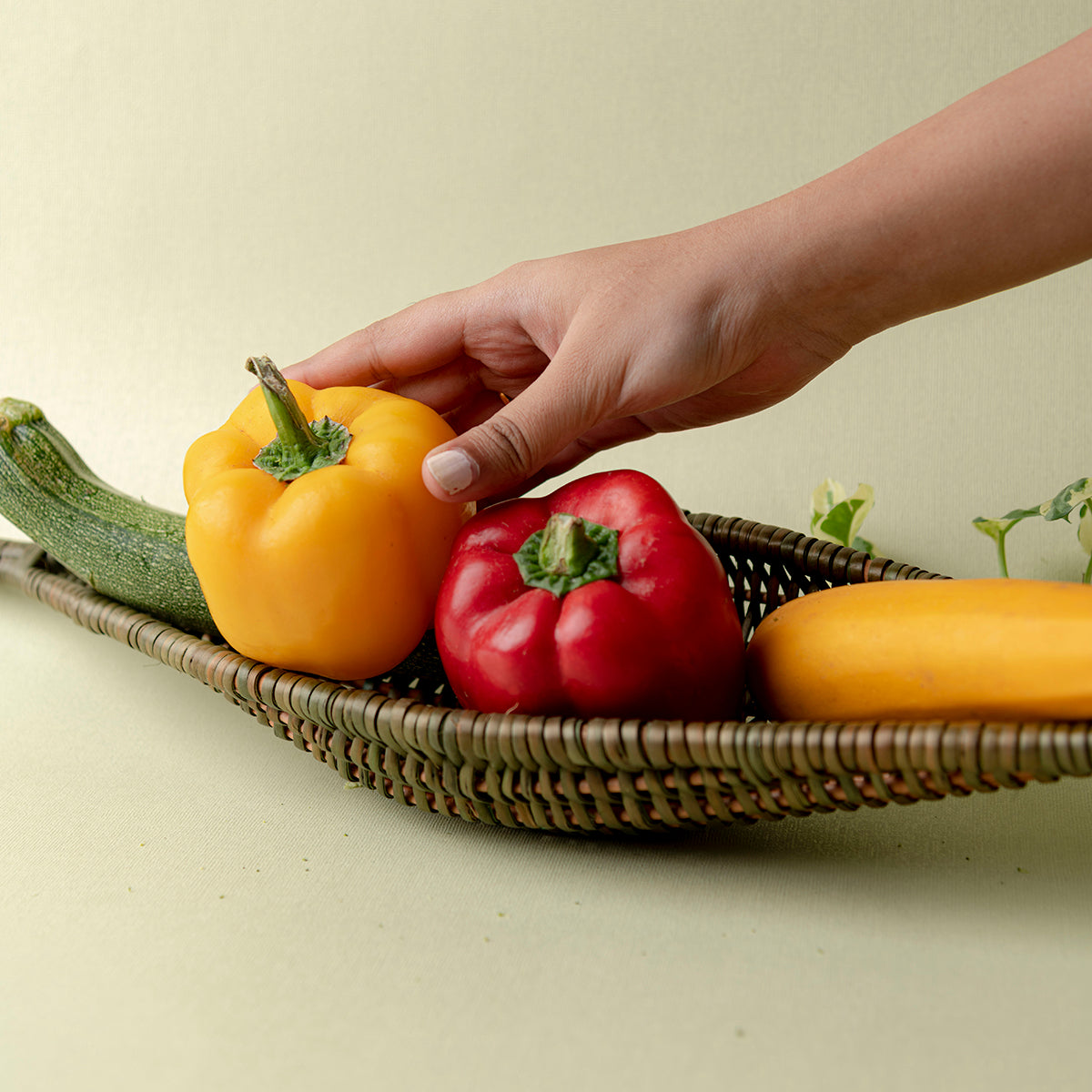 Wicker Serving Tray | Green | 41 cm
