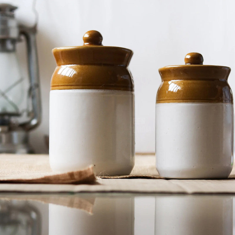 Ceramic Barni | 1 Litre | White & Brown