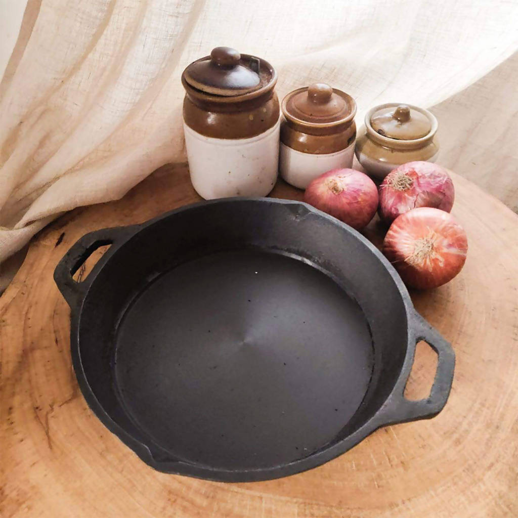Cast Iron Pan | Oven Skillet | Diameter-10 inch, Height-2.2 inch By Green Heirloom