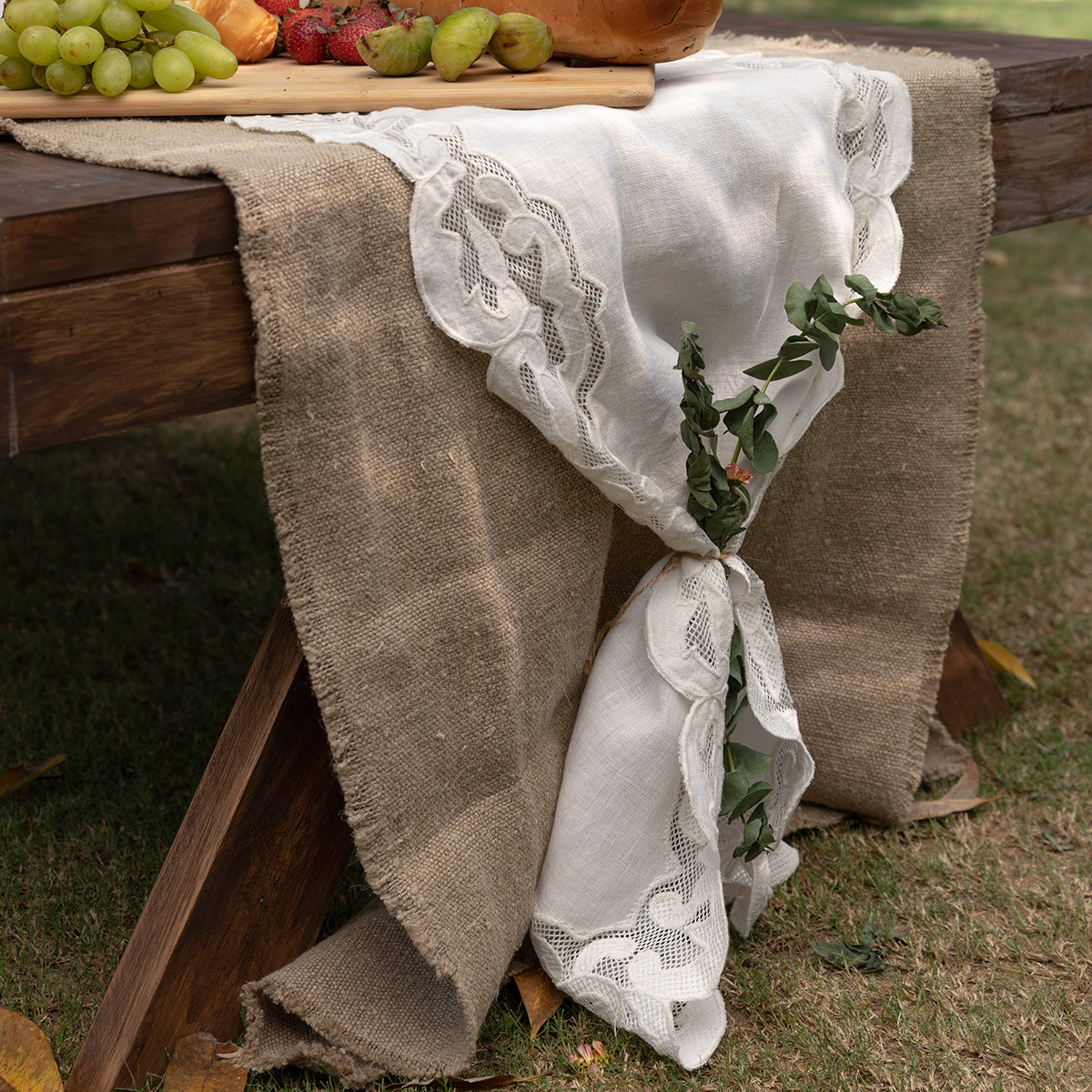 Linen Table Runner | Textured | Ivory By Aplito