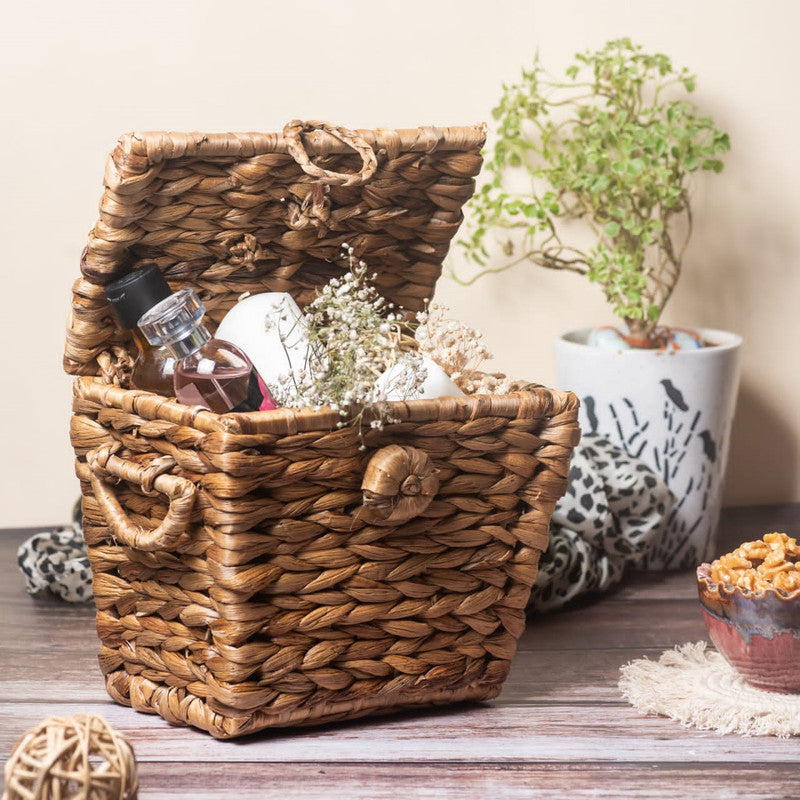 Natural Basket with Handle | Multi-Purpose Storage Basket | 8.5 x 6 x 6.5 cm By MaSu Living