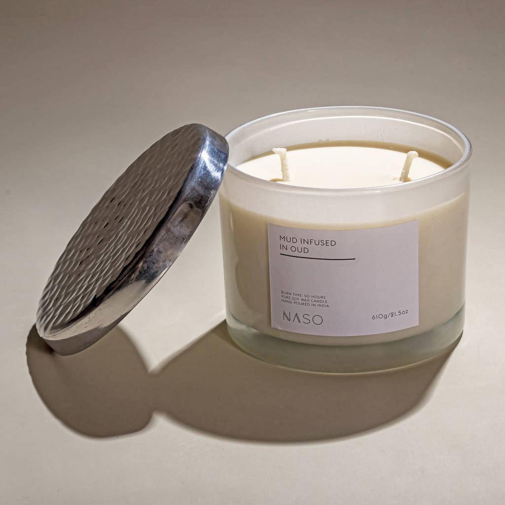 Mud Infused in Oud Pure Soy Wax Candle | 610 g By Naso