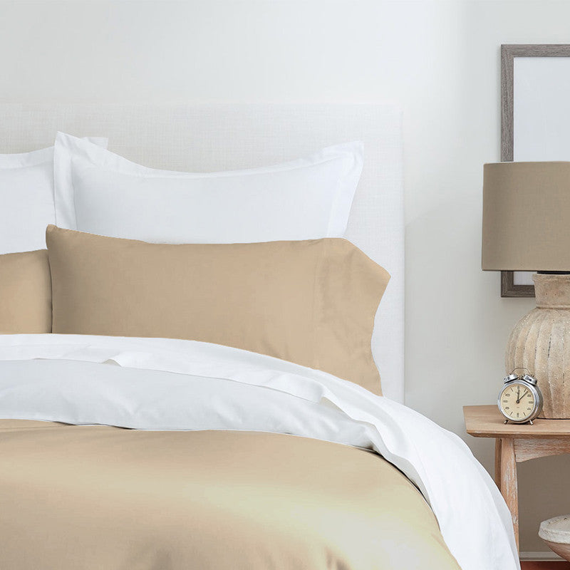 Organic Cotton Solid King Bedsheet with 2 Pillow Covers | Beige By Amouve