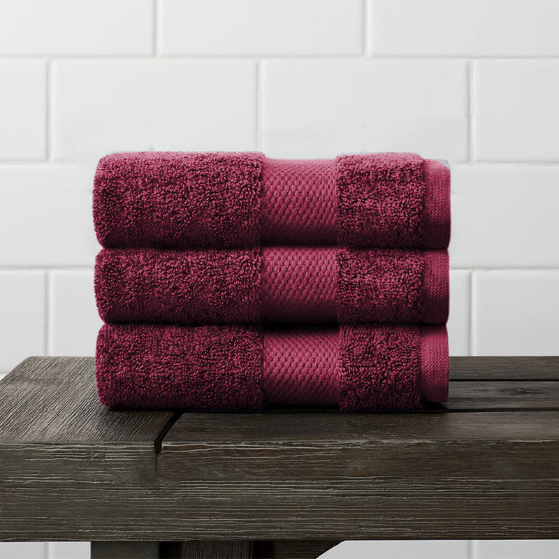Organic Cotton Face Towel |Set of 3| Burgundy