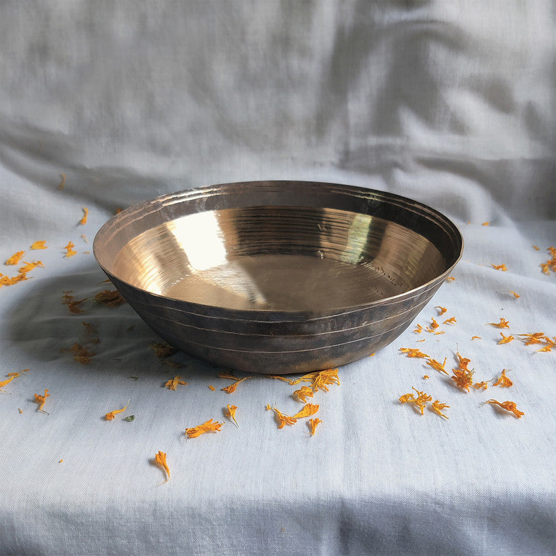 Kansa Flat Base Serving Bowl | 5 inches By Kansyam Metalex