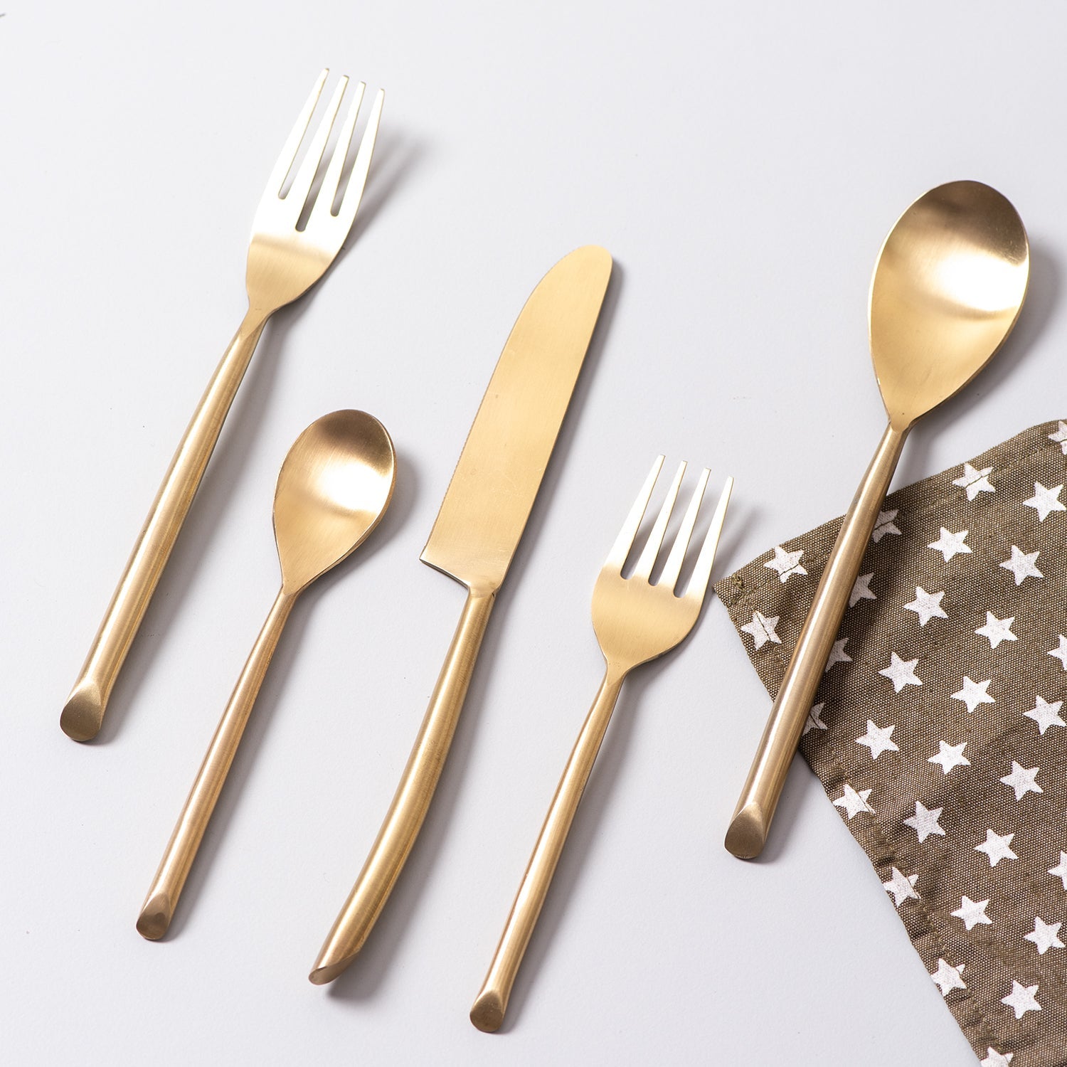 Stainless Steel Gold Dipped Flatware | Set of 5