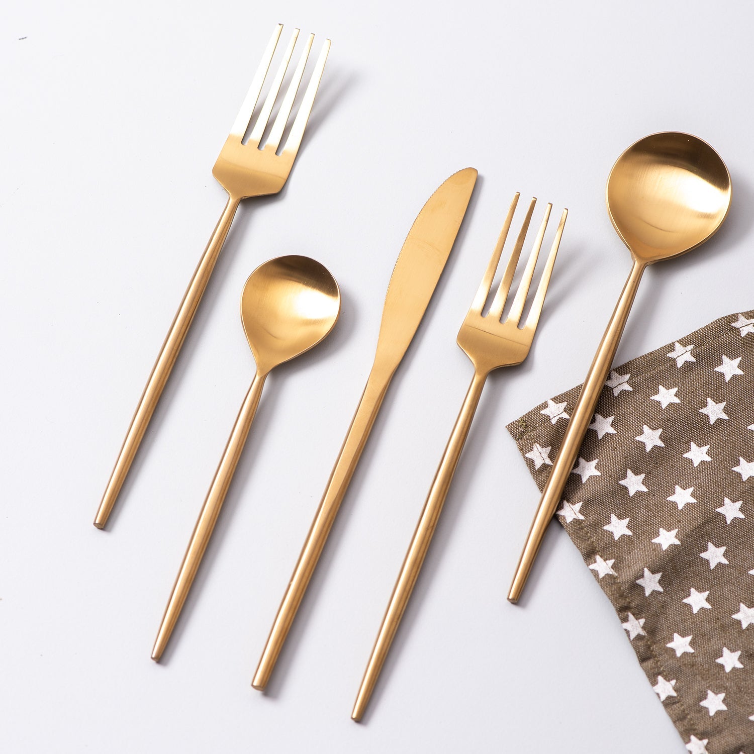 Stainless Steel Dipped Cutlery | Set of 5 | Gold